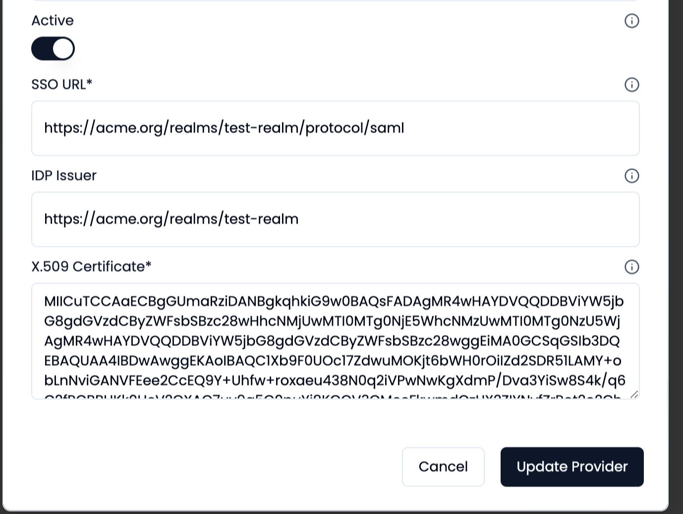 Configure IdP Details